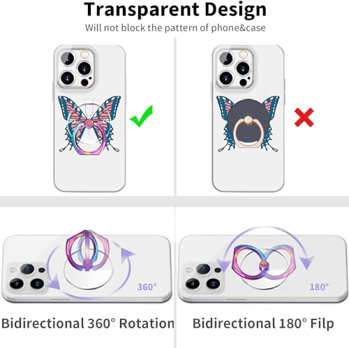 Image of KolorFish Transparent Phone Ring Stand Holder Mobile Phone Ring Holder Finger Grip 360 Degree Rotation (Rainbow Round)