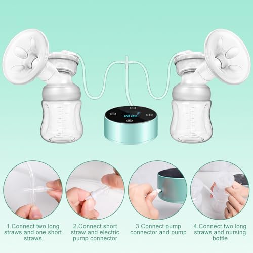 Milchpumpe, Elektrische Milchpumpe DoppelMilchpumpe 3 Modi und 10 Saugstufen Wiederaufladbare BrustpumpeMuttermilch Abpumpenmit Touchscreen-LED, BPA-frei