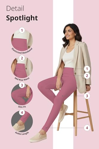 Image of Women's Cotton Lycra Ankle Length Leggings | Regular Rise, Soft 4 Way Stretch Fabric | Casual & Ethnic Wear