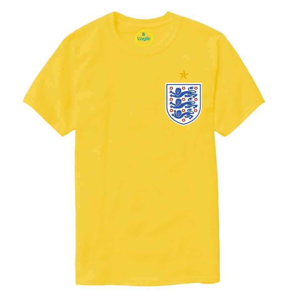 Kids England Football Tshirt Cup Team Game Shield Design Cup Team Game Yellow
