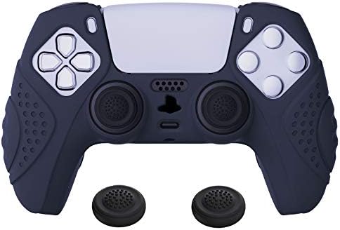 eXtremeRate PlayVital Guardian Edition Midnight Blue Ergonomic Soft Anti-Slip Controller Silicone Case Cover for ps5, Rubber Protector Skins with Black Joystick Caps for ps5 Controller
