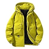 [Adhdyuud] メンズ冬暖かいフード付きジャケット厚いフグコートジップアップアウトドアカジュアルアウターウェアポケット付き