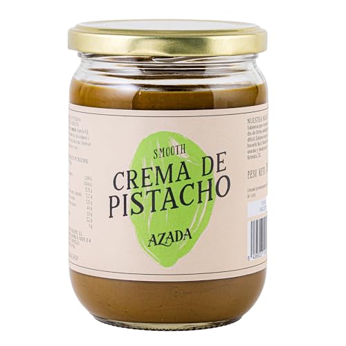 AZADA | Crema de Pistacho Smooth 500g | Sin Azúcar añadido | Mantequilla de Pistacho | 100% PISTACHOS Tostados | Cremosa | Sin Gluten | Sin aditivos | Vegana | Sin Aceite de Palma