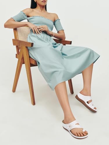 SHIBEVER Wedge Sandals for Women Dressy: Comfortable Sandals for Women - Summer Casual Walking Slip On Split Toe Wedge3