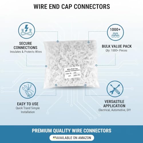Image of Closed 1000 Pcs Pack of 2 CE2 End Crimp Terminal Wire End Cap Transparent Plastic Nylon Protective Closed End Wire Crimp Connector Cap, Jointer Cap, wire protector joint cap