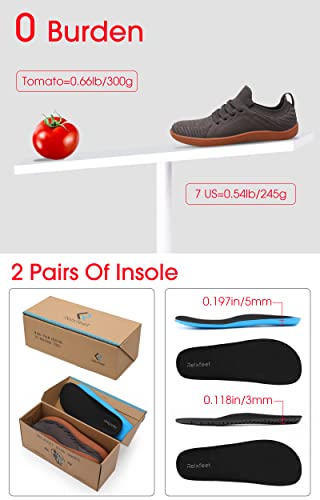Relxfeet Men's Minimalist Barefoot Shoes Wide Toe Zero Drop Sole Cross-Trainer Lightweight Slip-On Walking Shoes Non Slip Trail Running Sneakers Fitness Gym Jogging Wrestling Hiking Lifting Brown 11 #TOP4