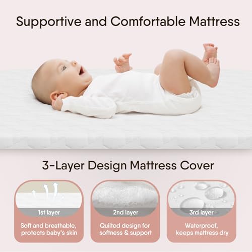 Image of Baby Bassinet Bedside Crib, 3-in-1 Baby Bassinet Bedside Sleeper with Mattress and Soft, Breathable Sheet, Full-Mesh Sides, 6-Height Adjustable, Stable and Secure Crib for Newborns