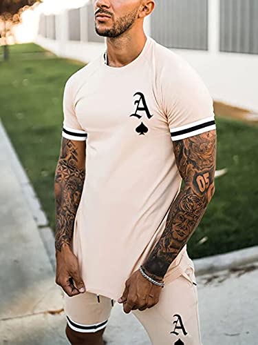 Tziisoa Mens Personality Sport Set Summer Outfit 2 Piece Set Short Sleeve T Shirts And Shorts Stylish Casual Sweatsuit Set (3Xl, White) #TOP1