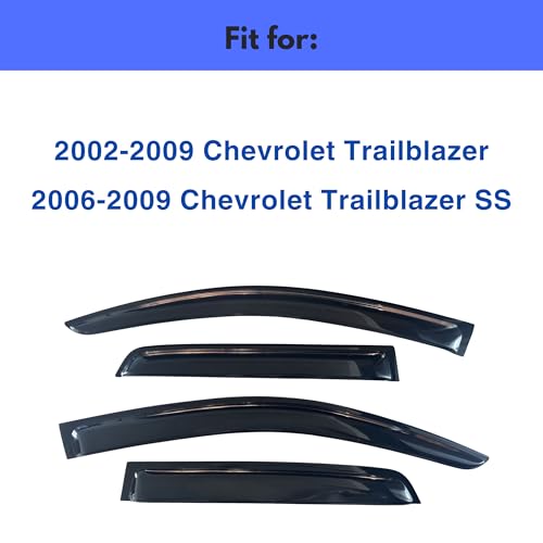 Image of IG Window Visors Fit for 2002-2009 Chevrolet Trailblazer, Out-Channel Rain Guards Vent Wind Deflectors 4PC, Car Accessories for 06-09 Chevy Trailblazer SS