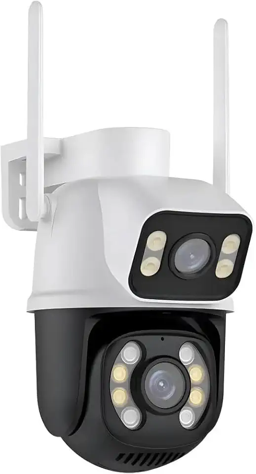 Câmera de Segurança Externa Wi-Fi IP A28 com Lente Dupla 2 em 1 – Visão Noturna Infravermelha, Prova d’Água IP66, Controle via App, Dome de Vigilância Full HD