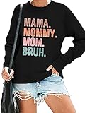 Women Mama Mommy Mom Bruh Sweatshirt Mom T Shirt Top Funny Letter Print Long Sleeve Pullover Top Shi