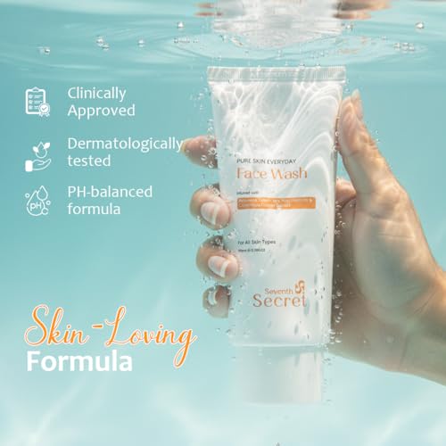 Image of Niacinamide & Aloe Vera Face Wash for Glowing Skin with Calendula Flowers Extract and Green Tea, 100ml - Oil Control and Dark Spot Reduction Cleanser for All Skin Types (Seventh Secret)
