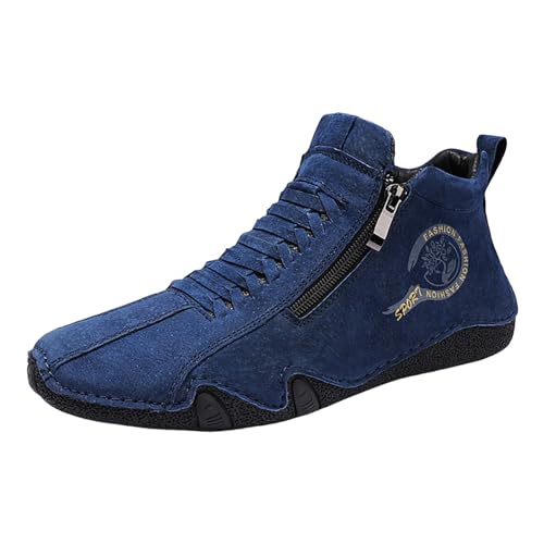 Celanisai Zapatos descalzos para hombre y mujer, zapatos unisex de piel, botas de alpaca, zapatos descalzos, zapatos descalzos, zapatos de trail running cómodos, zapatos de tenis modernos, O azul., 45