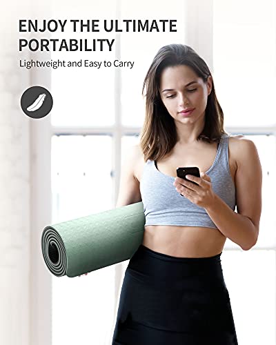 Cambivo Yoga Mat For Women Men Kids, Extra Thick Yoga Mat Double-Sided Non Slip, Professional Tpe Yoga Mats, Workout Mat With Carrying Strap For Yoga, Pilates And Floor Exercises(Mint,Gray) #TOP4
