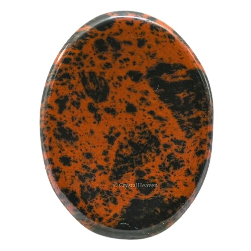 Image of Mahogany Obsidian Crystal Thumb Worry Pebbles Stones for Anxiety Stress Relief Massage - AAA Grade Original Healing Gemstone Agate Rubbing Stone for Yoga Meditation Spiritual Reiki Feng Shui