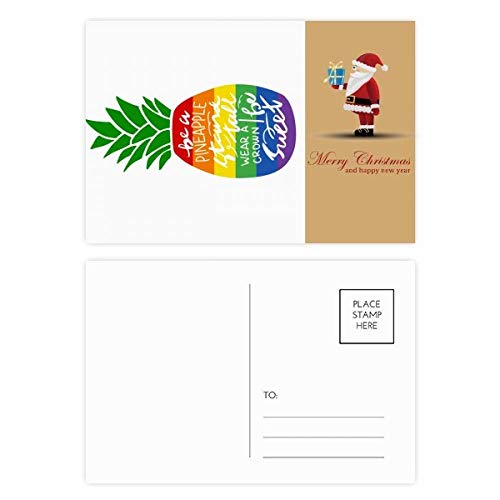 Cartes postales père Noël arc-en-ciel pour décorer vos cadeaux de Noël