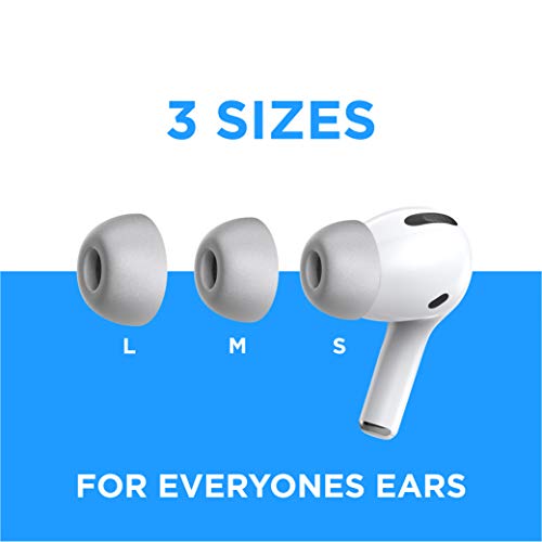 Image of Foam Masters Memory Foam Ear Tips for AirPods Pro 1st & 2nd Gen | Comfortable | Secure | Better Noise Cancellation | Version 3.0 Replacement Buds (Small, Med, Large - 3 Pairs, Gray)