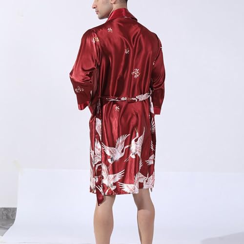 Men's Satin Robe Long Sleeve Bathrobe Summer House Lightweight Comfy Silky Medium Thin Soft Spring Pajamas3