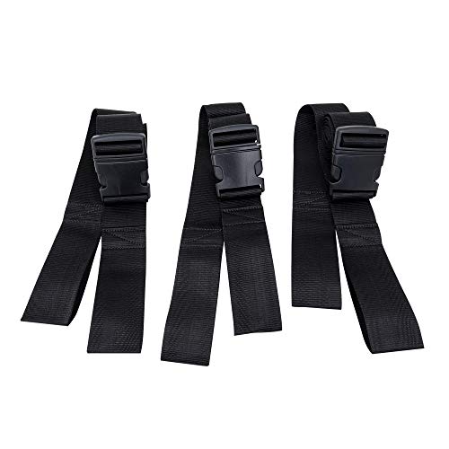 Line2Design Backboard Spine Board Straps - 5' Disposable Securing Straps With Loop Ends - Emergency Medical Board Adjustable Strap With Plastic Quick Safety Straps Release Buckle - Black - Pack Of 3 #TOP2