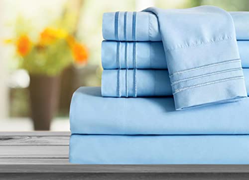 Image of Mocassi Hotel Luxury 1800 Thread Count Bedding Pillowcases King Size Set of 2 - Pillow Covers - Pillow Protector - Cooling Pillowcases (Set of 2 King Size 20 inch x 40 inch, Aqua Blue)