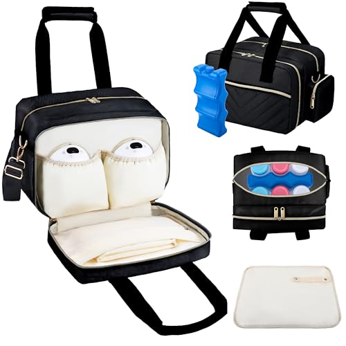 Image of Breastmilk Cooler Bag Fits 6 Baby Bottles up to 9 Ounce with Ice Pack, Wearable Breast Pump Storage Bag Plus , Insulated Bottle Travel Bag Compatible with Momcozy/Elvie/Willow, with Shoulder Strap