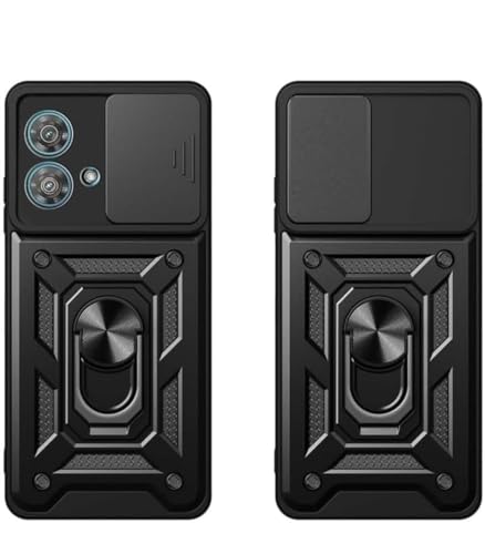Image of 360 Protection | Rotate Ring Stand | Slider Camera Mobile Case Compatible with Motorola Edge 40neo Black
