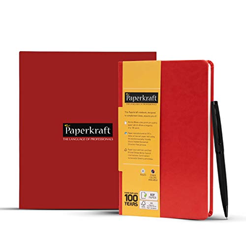 Paperkraft’S Premium Red Gift Box With Superior Quality Pu Red Cover Notebook And Matte Black Pen