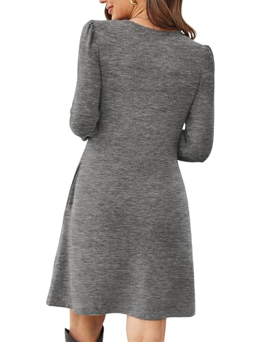 Image of OFEEFAN Womens Long Sleeve Tunic Dress Fall Fashion Sweater Dress with Pockets Pleated Front Casual Winter