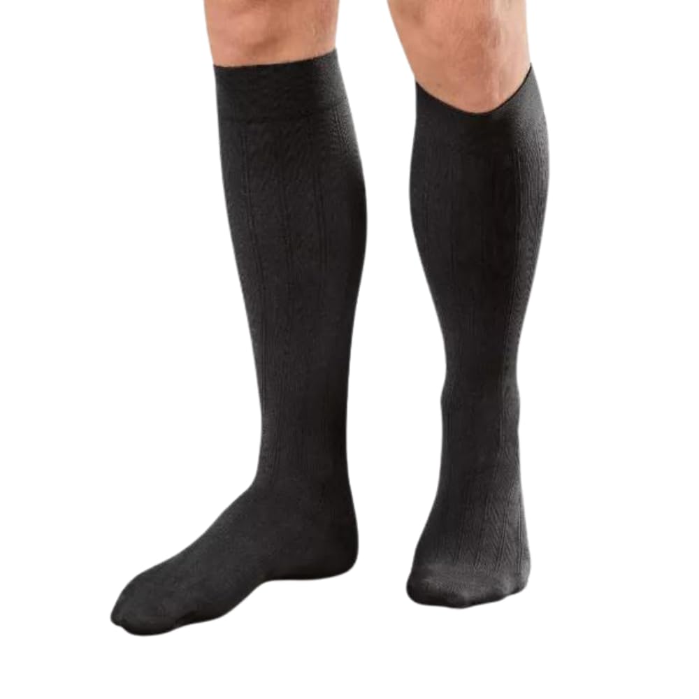 Jobst forMen Explore - Herren Kompressionsstrümpfe Kniestrümpfe | KKL2 | long | Schwarz | VI | Reisestrümpfe | Freizeitstrümpfe | mit Baumwolle und integrierten Carbonfasern