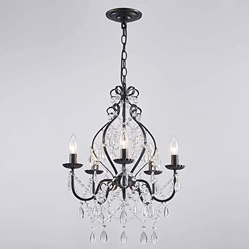 Lustre en cristal américain suspension métal nordique salon plafonnier E14