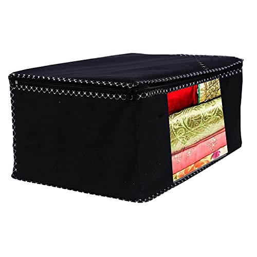 Image of AI ANKIT INTERNATIONAL Saree Cover Bag /Solid Black Saree Cover Bag /Saree Covers For Storage /Pack of 5