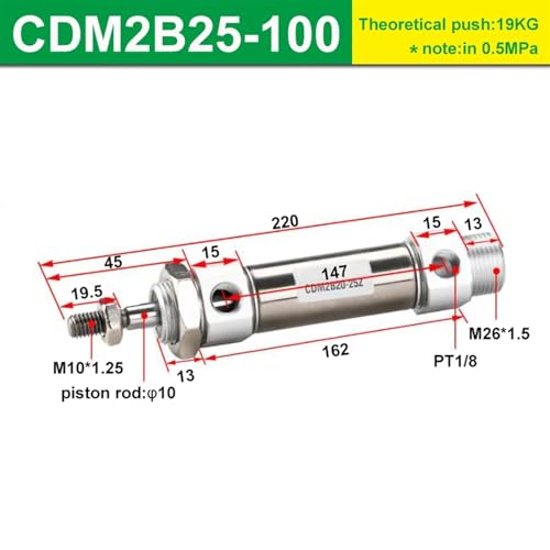 Cilindro neumático CDM2B25-100 mini de carrera compacta 3