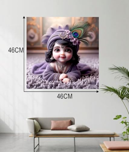 Image of Akki Wold Grey Dress On White Krishna Wall Poster Living Room, Office, Pooja Room (Size - 46CM X 46CM)