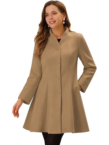 Manteau à simple boutonnage pour femme Allegra K marron coupe A-line en taille S