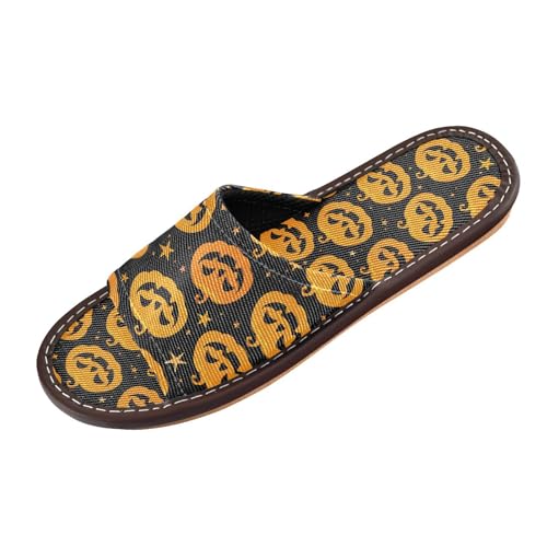 Women Men House Slippers Open Toes Travel Shoes Shower Slippers Halloween Pumpkin Stars for Bathroom Pool Hotel Spa Beach3