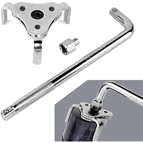 VIHIMAI Oil Filter Wrench, Adjustable Universal Oil Filter Wrench Set with 3 Jaw Oil Filter Removal Tool Range 2.4 to 4.5 inch & 1/2 Inch Drive Handle & 3/8 Inch Drive Joint Cover