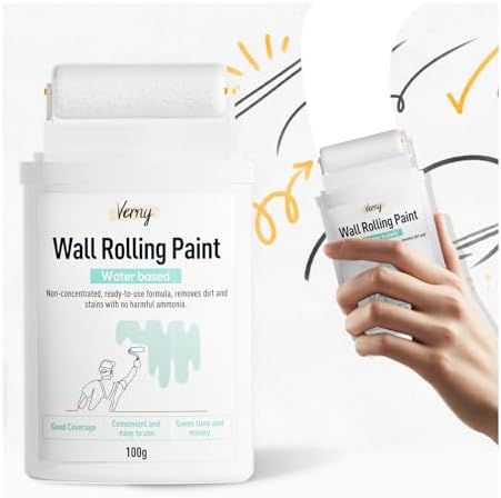 White Paint, White Paint for Wall Touch up Paint for Walls, Water Based &Low Odor Wall Paint with Roller Brush, White Wall Paint Repair Kit for Flat, Ceiling Wall- No Extra Tools Required, Low VOC