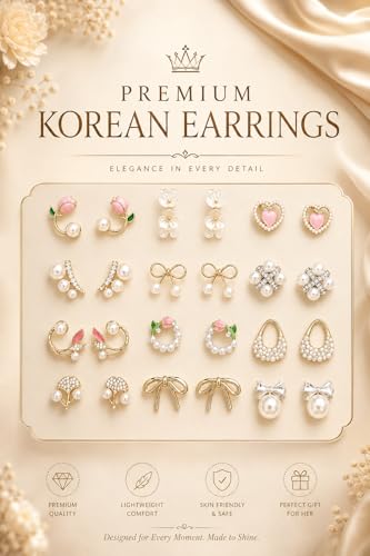 Image of Designer Earrings Set of 12 pairs with Foldable Velvet Jewelry Box | Premium gift for Woomen & girls on Birthday, Annivarsary, Rakhi, Raksha bandhan, Valantine, Mother'day