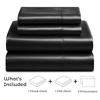 Pure Bedding Satin Sheets Queen [4-Piece, Black] Hotel Luxury Silky Bed Sheets - Extra Soft 1800 Microfiber Sheet Set, Wrinkle, Fade, Deep Pocket Fitted Sheet, Flat Sheet, Pillow Cases — image 4