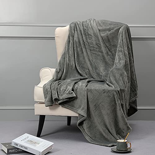 Image of NANPIPER Fleece Blankets, Super Soft Flannel Fuzzy Blanket for Bed Couch, Luxury Cozy Plush Microfiber Blanket-Twin Size,Grey