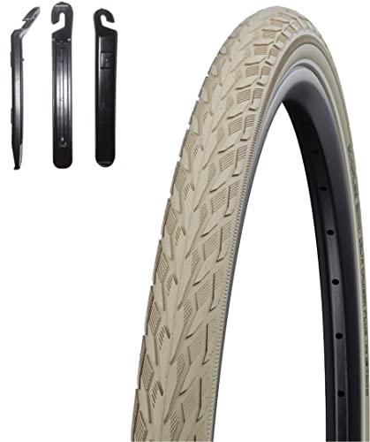 Angebot-Set / 1 x Schwalbe Delta Cruiser Plus 28 Fahrradreifen Fahrradmantel mit Reflex in Creme 40-635 (28 x 1 1/2) inkl. 3 Reifenheber
