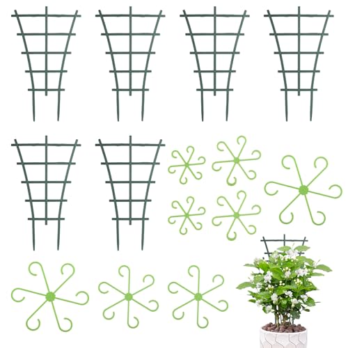 CHENYU 14 Pièces Set Tuteur Plante 24,7 x 15cm Support Plante Grimpante Empilables Tuteurs pour Plantes D'intérieur avec Crochets Treillis de Plantes Grimpantes pour Vignes Tomates Hortensias
