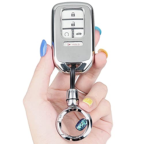 Comdanya Key Fob Cover Case with Keychain Soft TPU Key Protection Holder for Honda Civic Accord CR-V Pilot Odyssey Passport Smart Key Keyless Remote(Silver with keychain) Comdanya Key Fob Cover Case with Keychain Soft TPU Key Protection Holder for Honda Civic Accord CR-V Pilot Odyssey Passport Smart Key Keyless Remote(Silver with keychain)