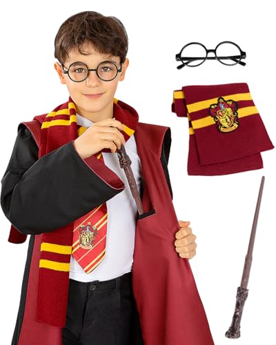 Funidelia Kit accesorios Oficial de Harry Potter para niño, Incluye: Gafas, varita y bufanda. Accesorios de disfraces para niños