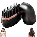 Baomaeyea Glambrushs Mini Hair Straightener,2-in-1 Mini Cordless Hair Straightener Comb,30s Fast Heating Hot Comb,3-Speed Temperature Control,USB Rechargeable Heated Styling Brush (Black)