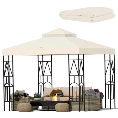 Morikoro 10x10 Canopy Replacement Top Double Tiered Gazebo...