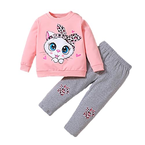 Ensemble 2 pièces bébé fille avec haut manches longues et pantalon léopard