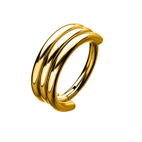 Pierced Owl 16G Gold Plated Stainless Steel Triple Stack Helix Cartilage Septum Hinged Segment Ring #TOP11