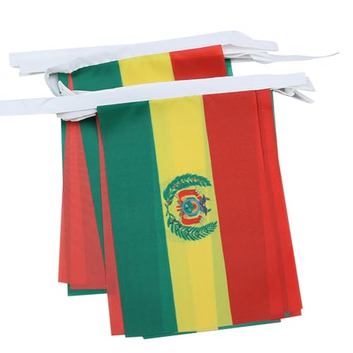 AZ FLAG Guirnalda 6 Metros, 20 Banderas de Bolivia 21x15 cm, Bandera Boliviana 15 x 21 cm - Banderines Bolivianos