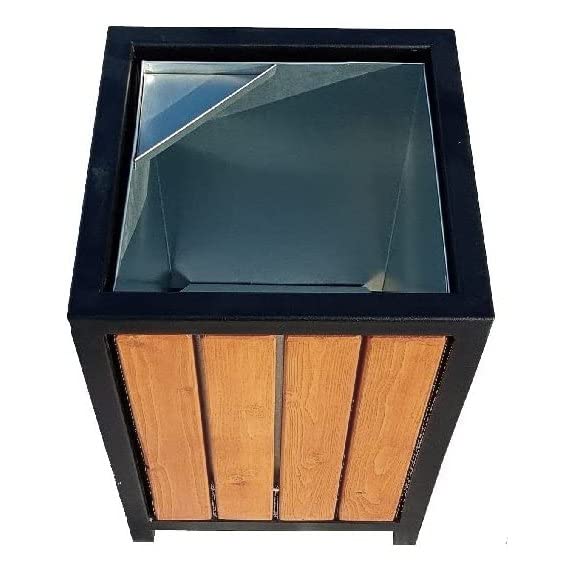 Poubelle d'extérieur robuste en bois et acier galvanisé, couleur érable, volume 45 litres et 60 litres, propreté et ordonnée dans le jardin, le jardin et la ville et la maison., Érable, 45 Liter mit
